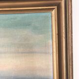 Large Original Vintage River Landscape Oil Painting, circa 1960