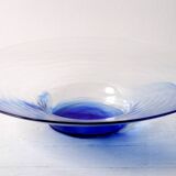 Mid-Century Bormioli Rocco Blue Swirl Glass Bowl - Italy 1990s
