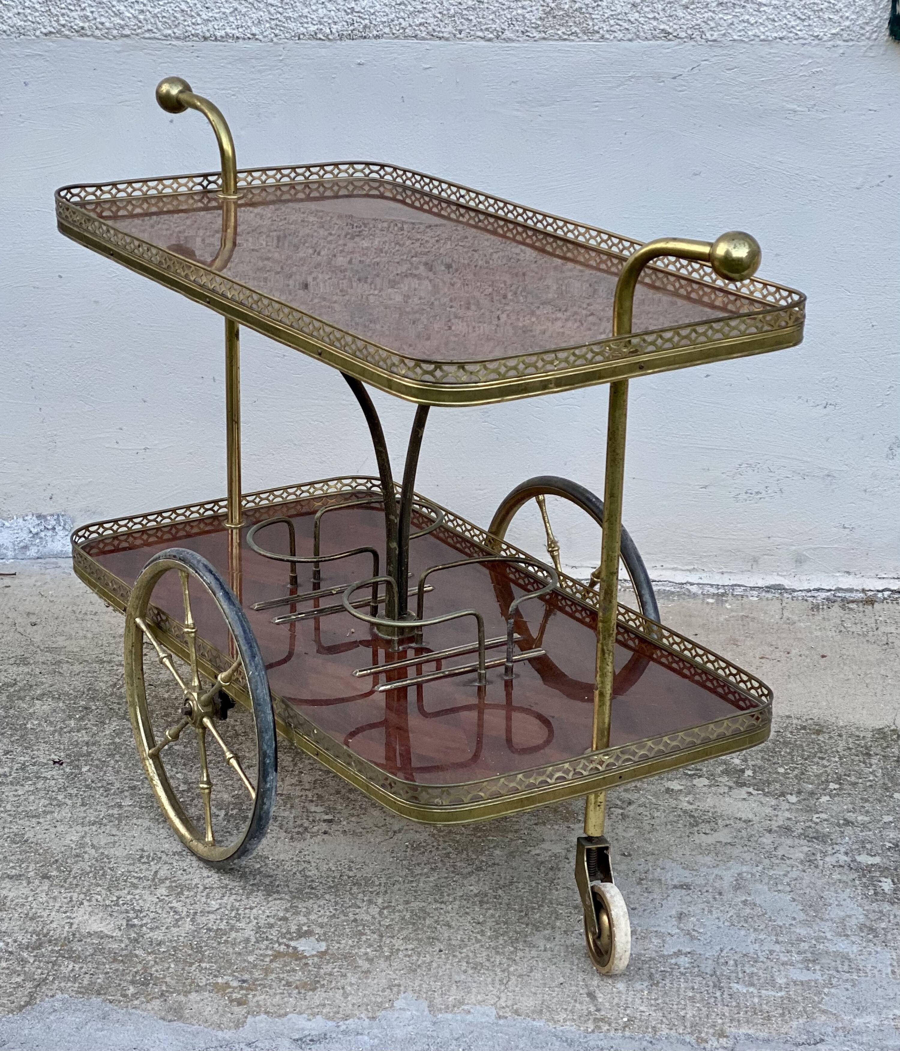 Table desserte à roulettes bar vintage 1950