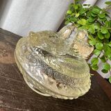 Glass butter dish with "birds" design