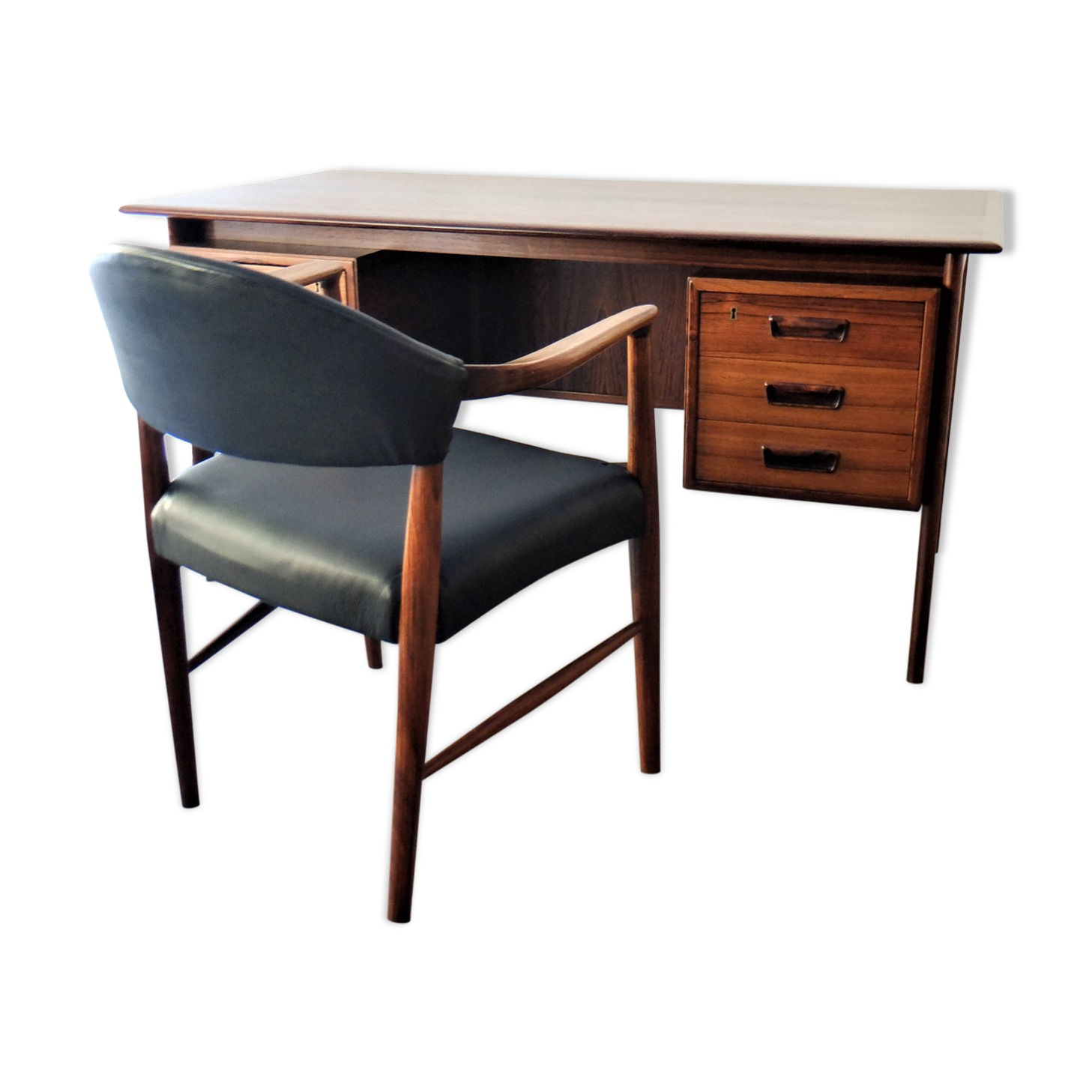 Kurt Olsen Chair Model 223 and Scandinavian 1960 rosewood desk