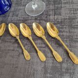 Set of 8 golden dessert spoons by Christofle, model "with fillet"