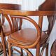 Set of 6 Vintage Bentwood Bar Stool Set: Brown Leather Seat, Nailhead Trim