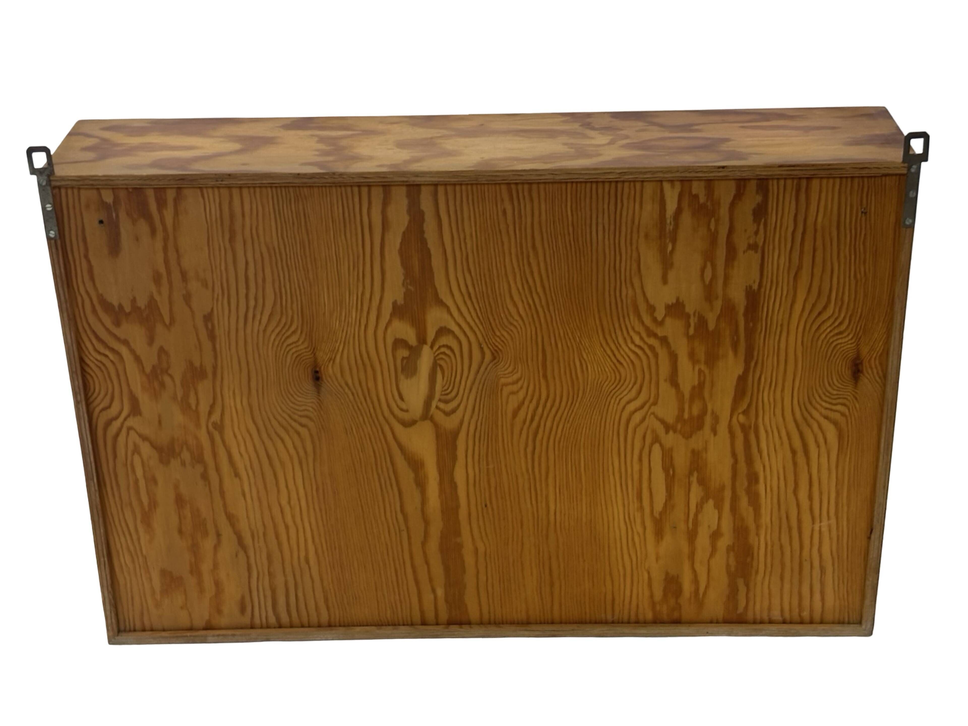 Vintage 1970s pinewood wall cabinet shelf wall unit