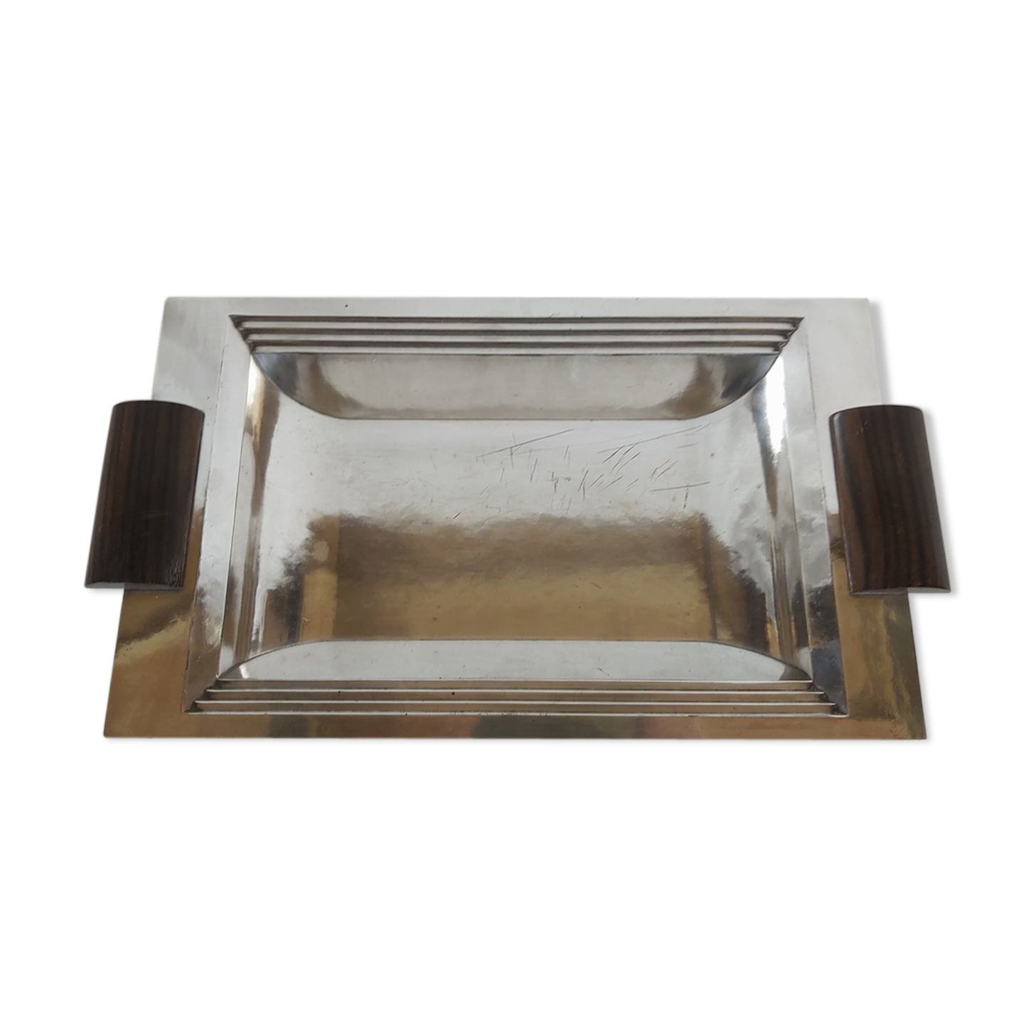 ARGIT French tray, Art Deco, silver plated and made of rosewood, from the 1930s