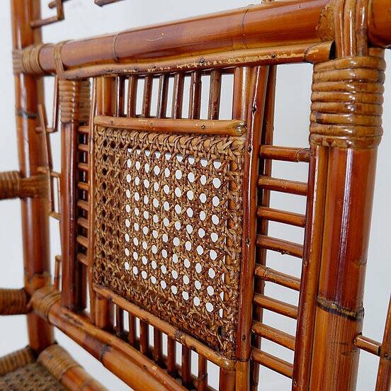 Pair of Asian style bamboo armchairs - France circa 1962