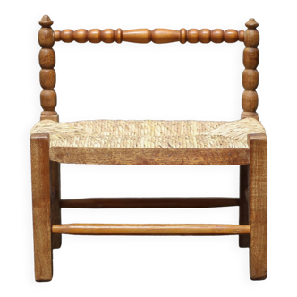 Chair for doll or small child, wood and straw chair, vintage chair, wood and mulch, decoration