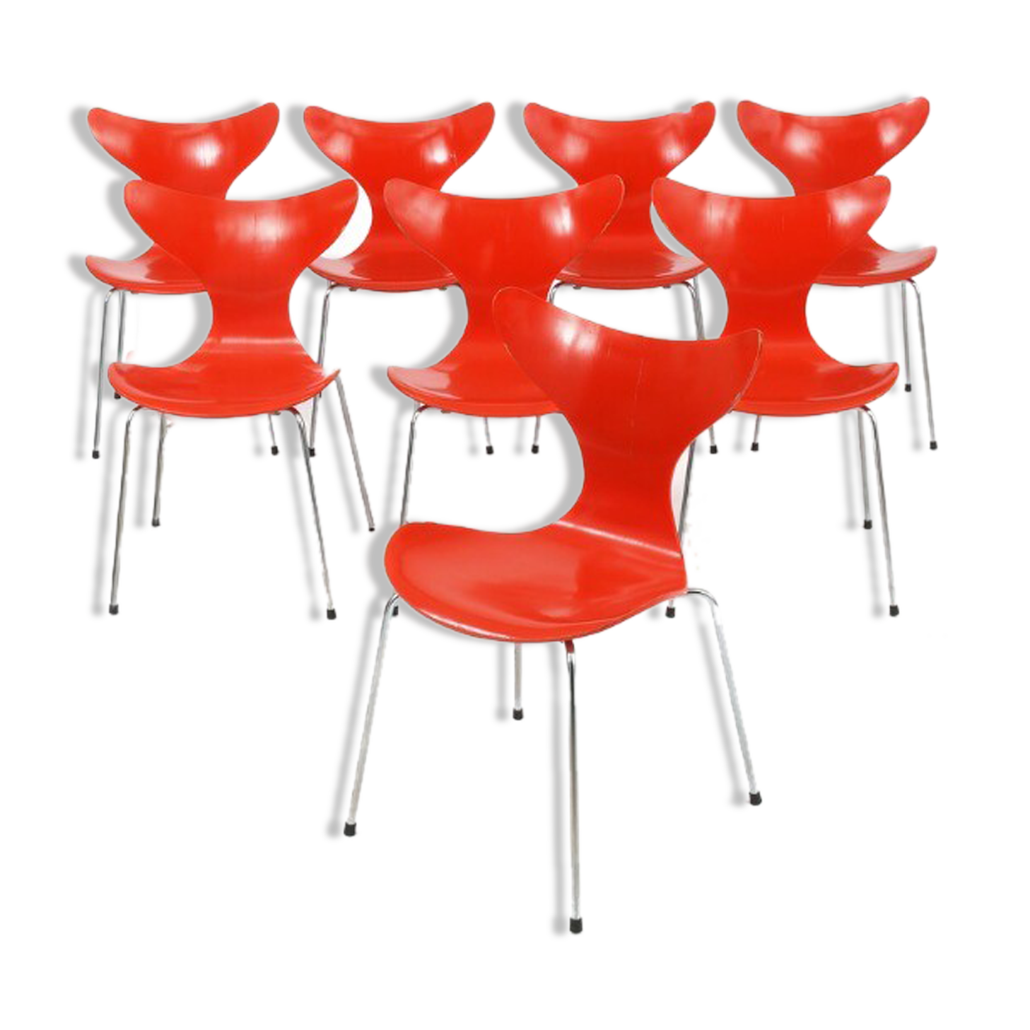 Arne Jacobsen set of 8 chairs "the Lily" model 3108