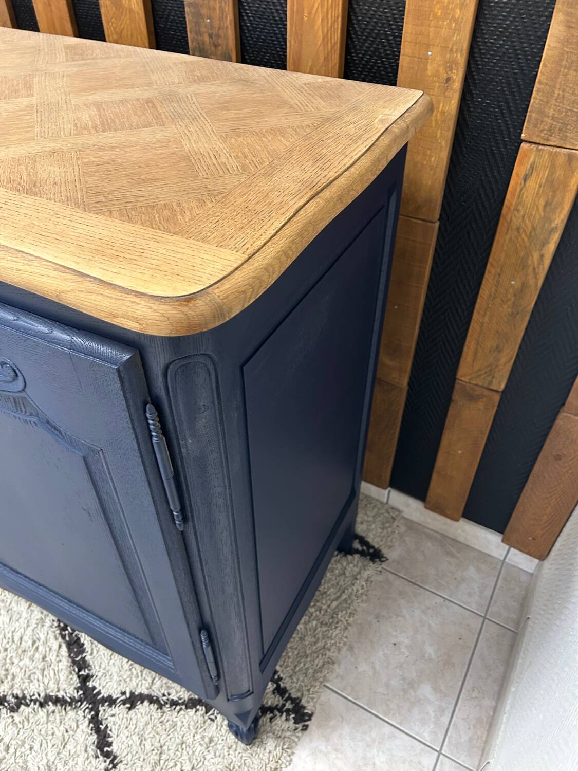 Old sideboard revamped in midnight blue