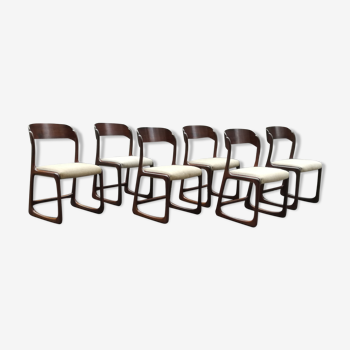 Set de 6 chaises traineau Baumann en hêtre 1960