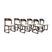 Set de 6 chaises traineau Baumann en hêtre 1960