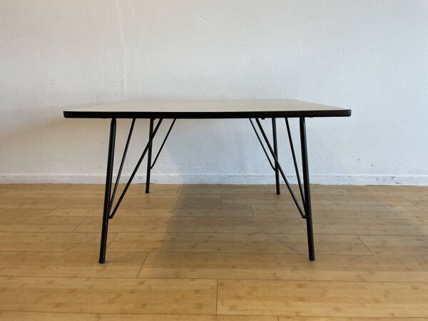 Table de salle à manger / café réglable en hauteur grise, par Rudolf Wolf pour Elsrijk