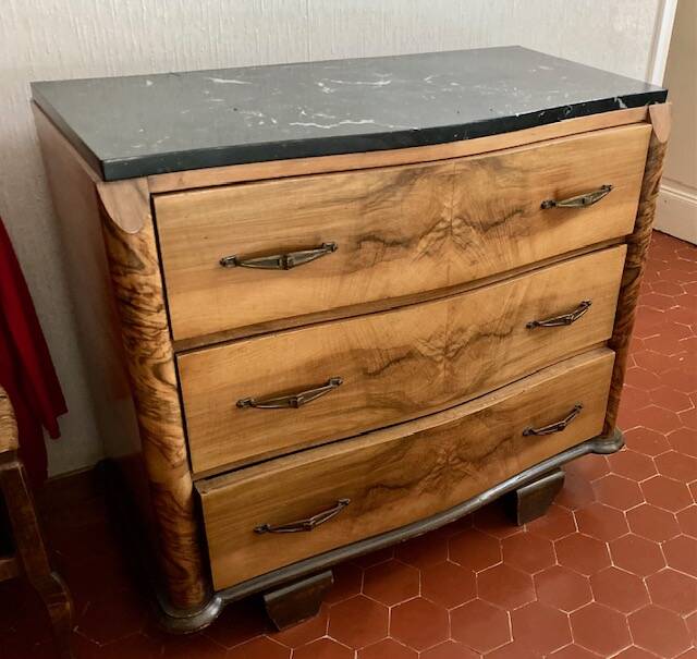 Old black marble chest of drawers
