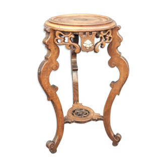 Guéridon selette en bois naturel ancien fin xixeme