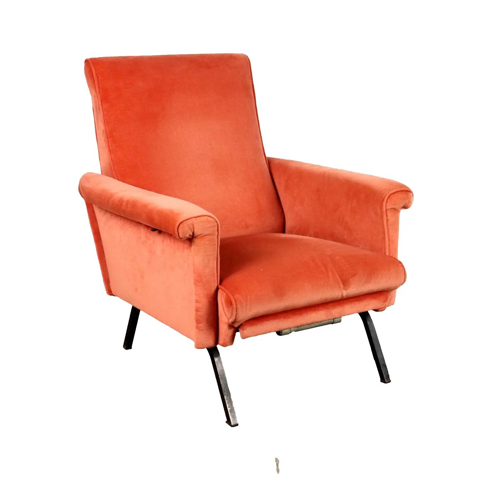 Vintage armchair from the 1960s-70s in metal and velvet, Italy.