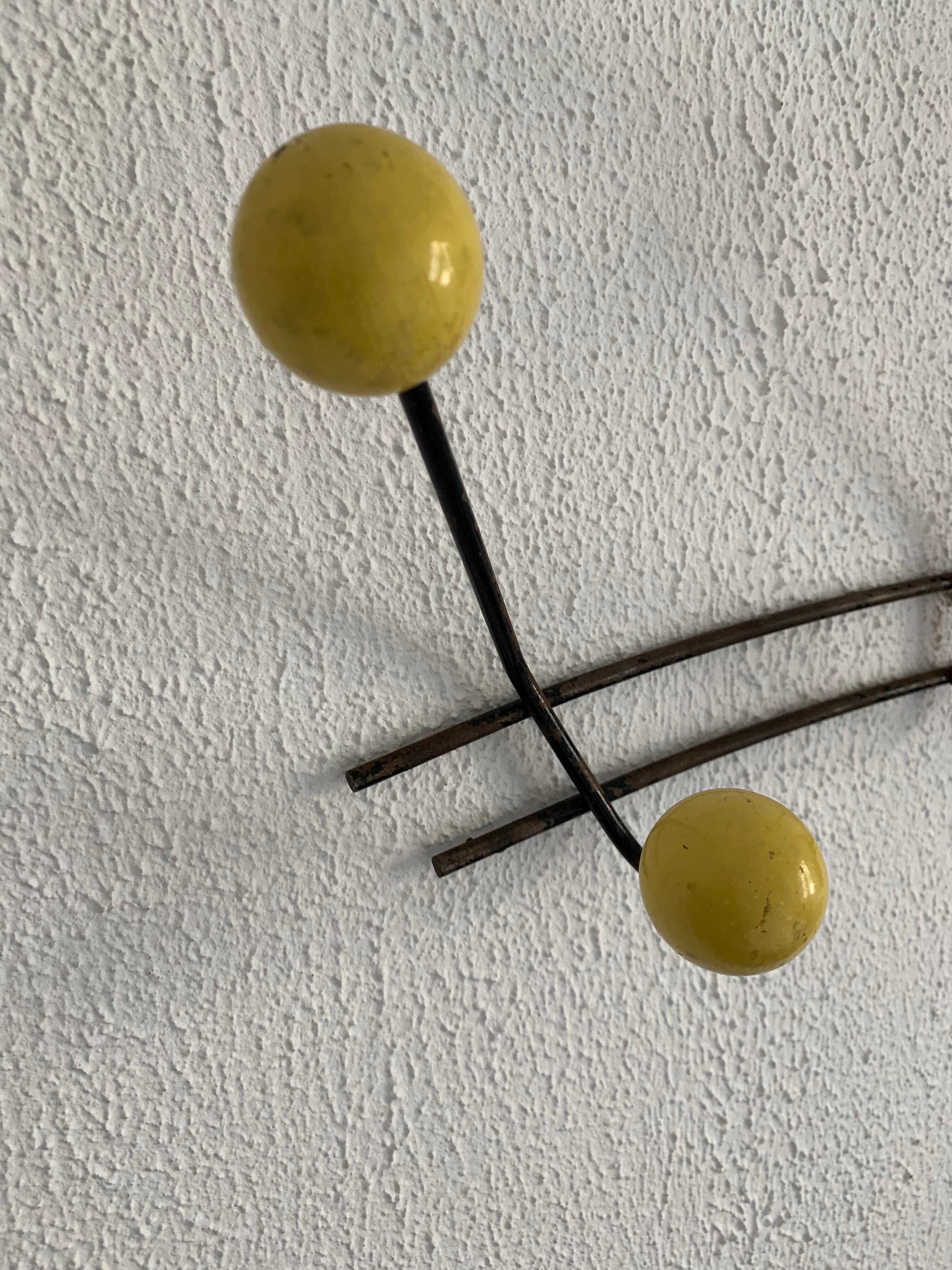 Vintage coat rack 1960 6 ball patères - 50 cm