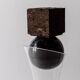 Carafe à vin vintage des années 1990, corps en verre arrondi avec sphère en marbre et bouchon cube en liège