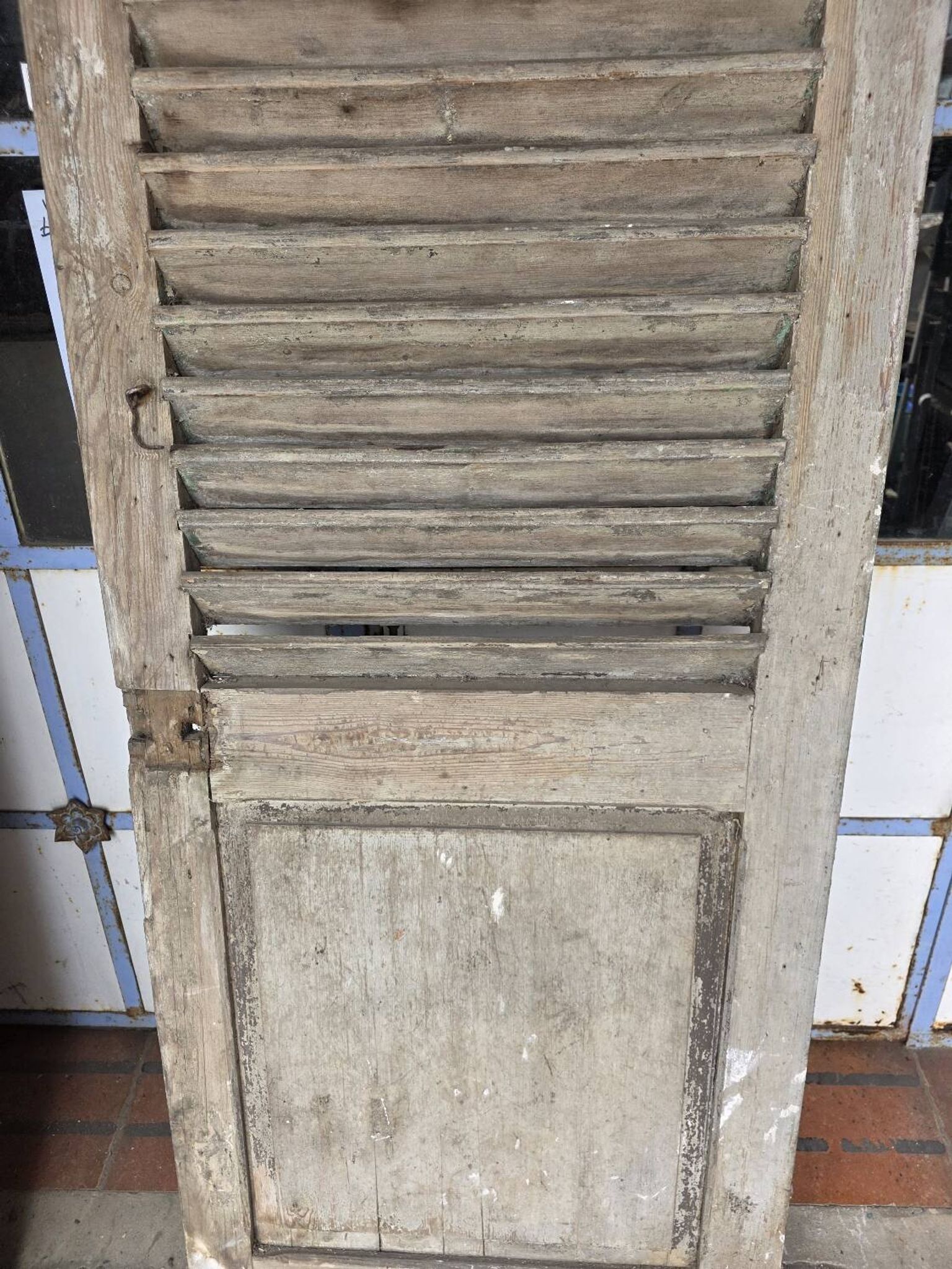 Old fir shuttered door