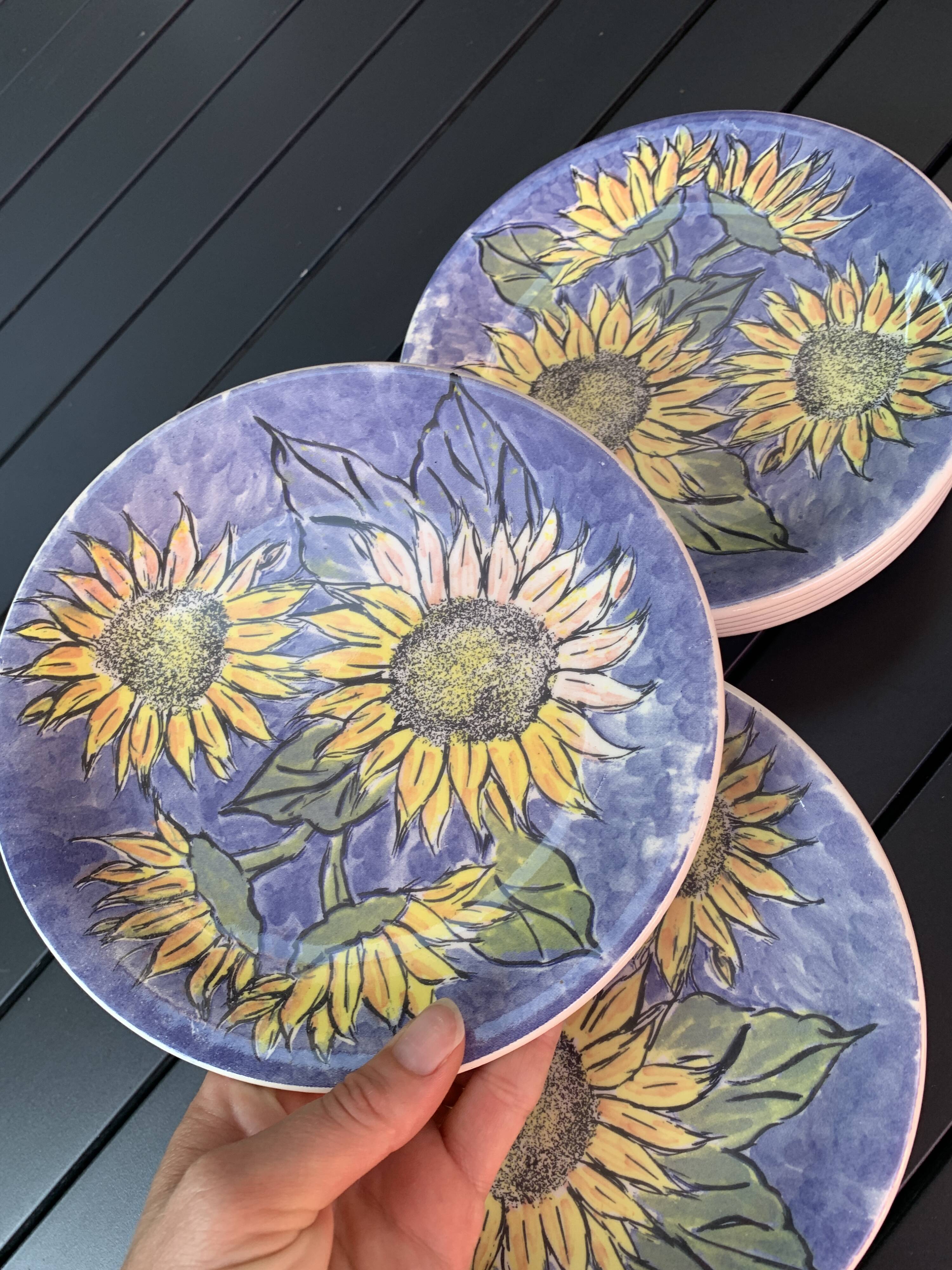 Italian ceramic plates, Sunflower model