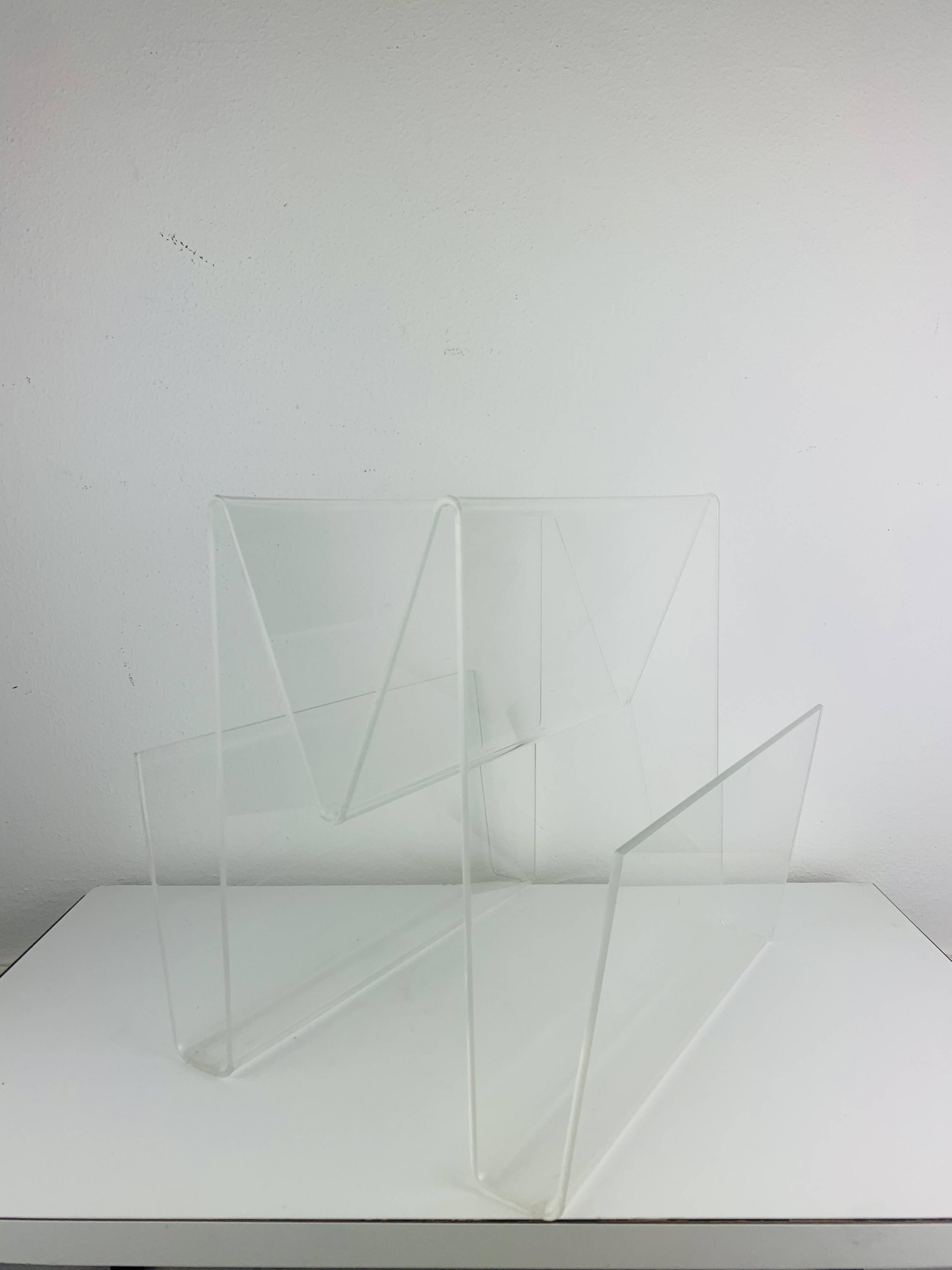 Acrylic magazine rack from the 70s.