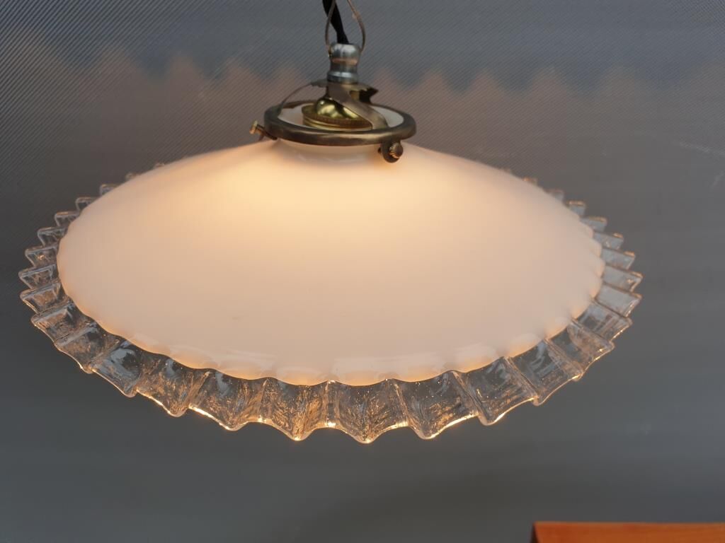 Art Deco ruffled opaline hanging