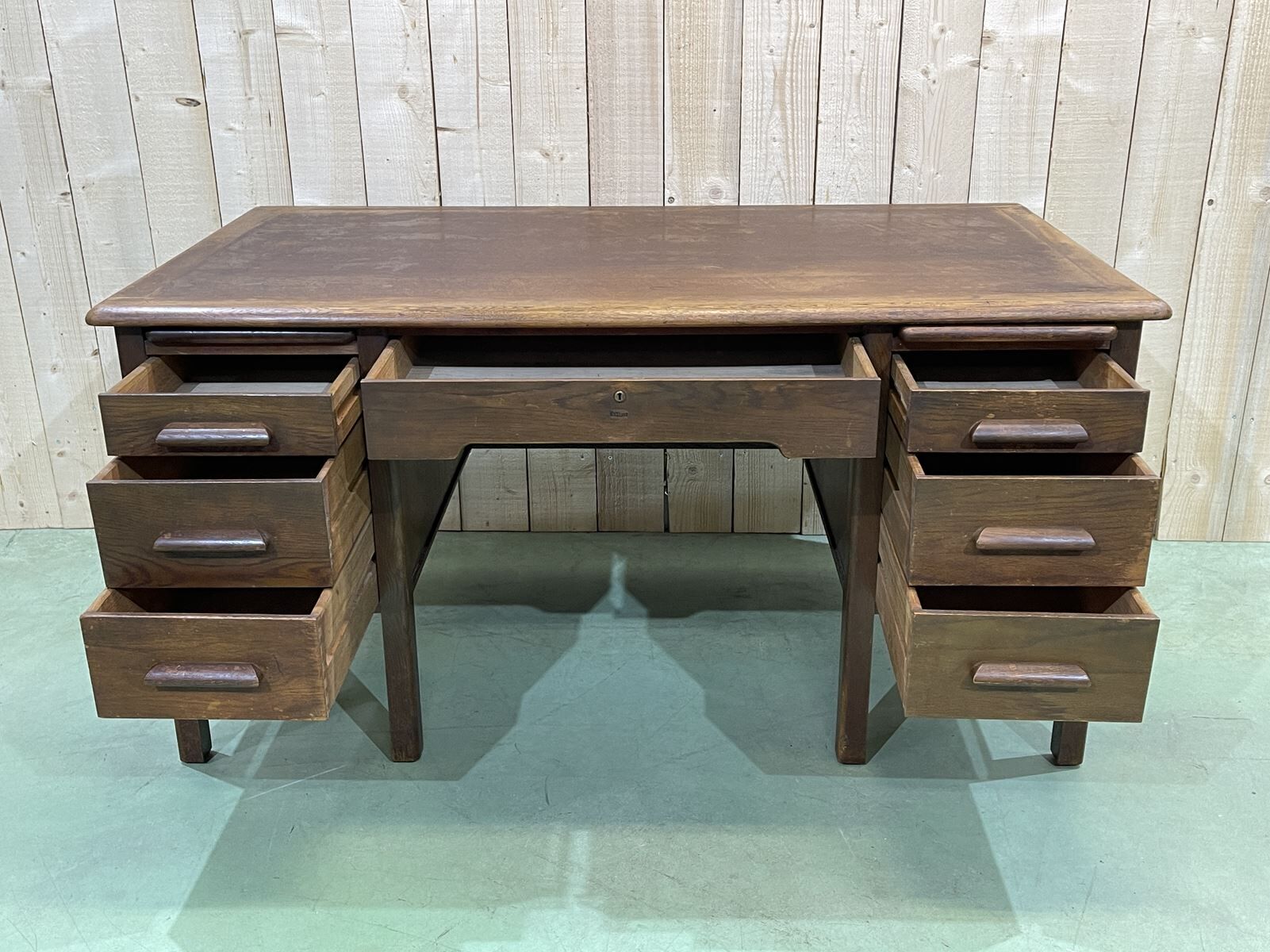60s English flat desk in oak