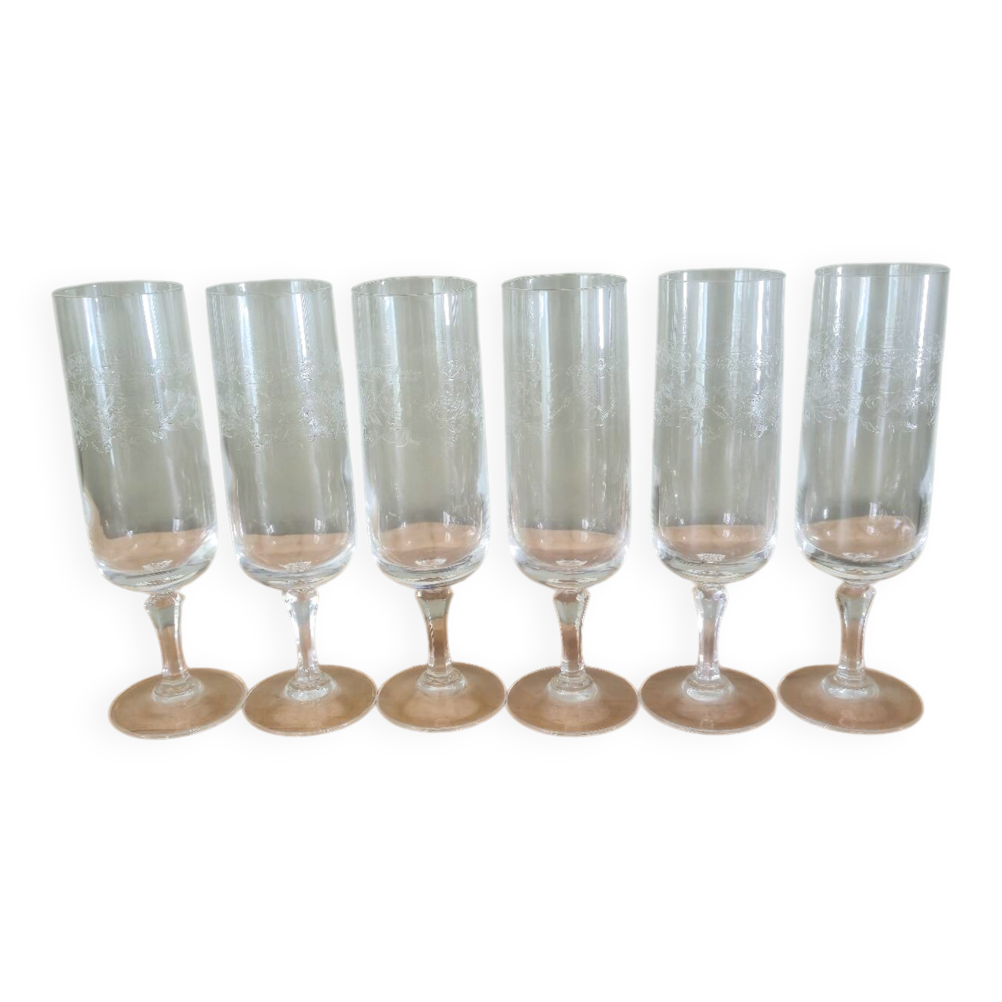 6 crystal champagne flutes from Cristal d'Arques Matignon