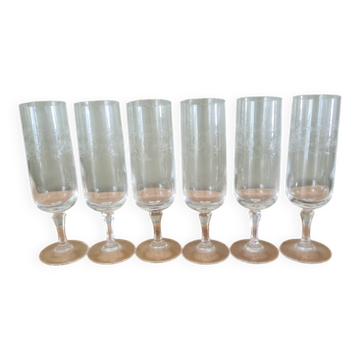 6 flûtes à champagne Cristal d'Arques Matignon