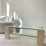 Table en verre et travertin