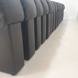 De Sede DS-600 "Non Stop" Snake Shaped Modular Sofa in Full Black Leather