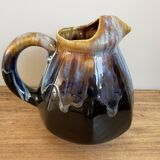 Jug French in fat lava with handle, Form 172, vintage Vallauris with Drip Glaze