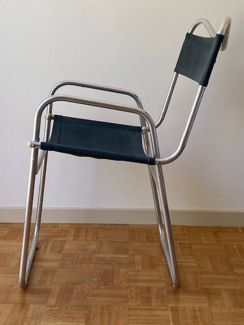 Fauteuil vintage aluminium et tissu