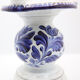 Triple candle holder in Biot earthenware with blue flower patterns