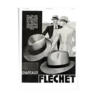 Affiche vintage années 30 Chapeau Fléchet