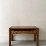 Rectangular coffee table in solid elm, Maison Regain 1960