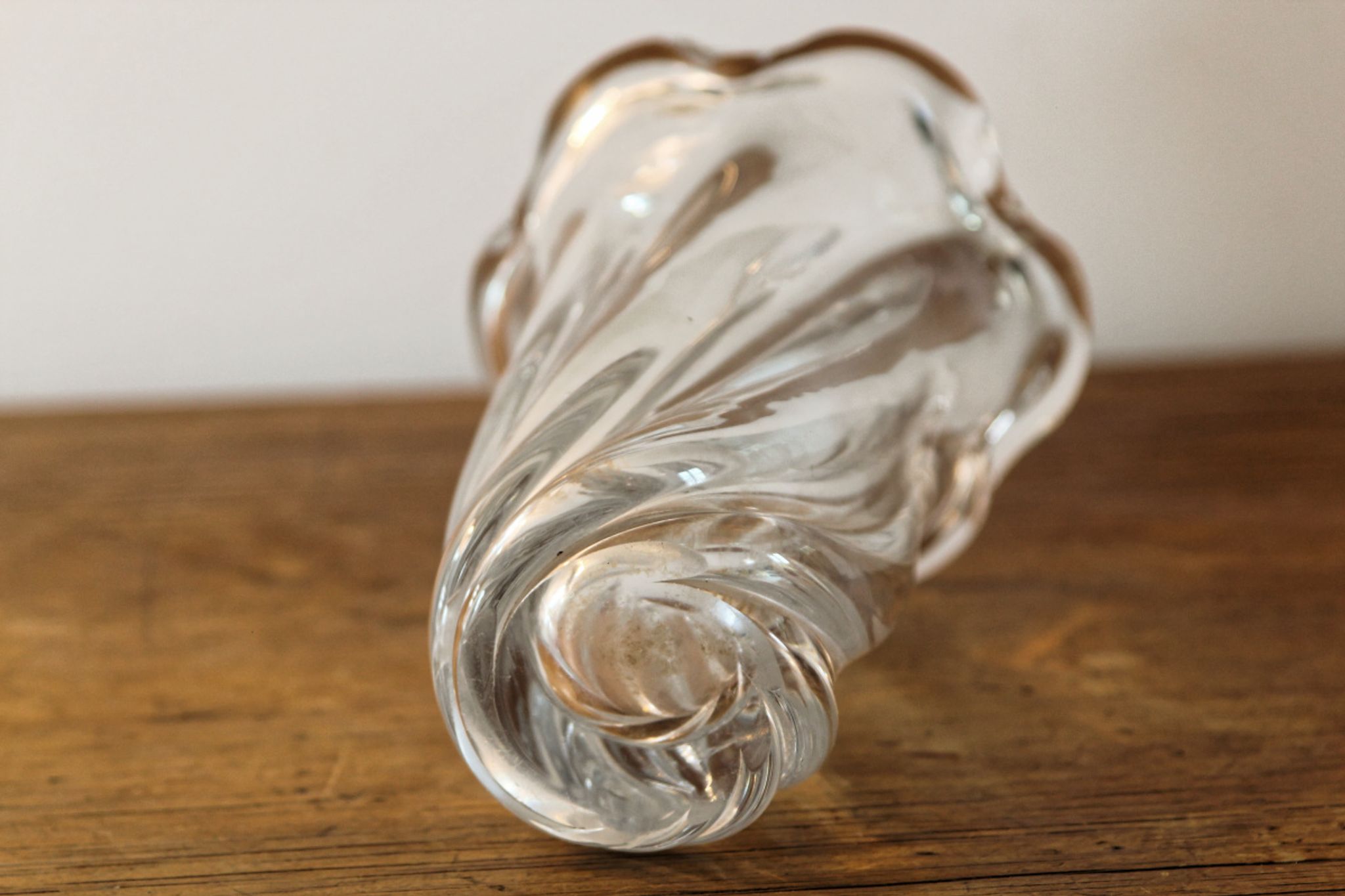Twisted crystal vase, signed