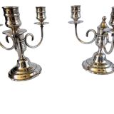 Paire de bouts de table (chandeliers) en métal argenté