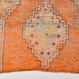 Pumpkin Orange & Pink Vintage Runner Rug, Anatolian Turkish Flatweave