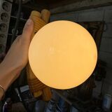Rattan and opaline wall light