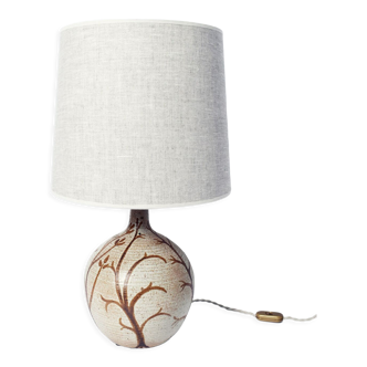 Lampe en céramique motif floral, années 1970.