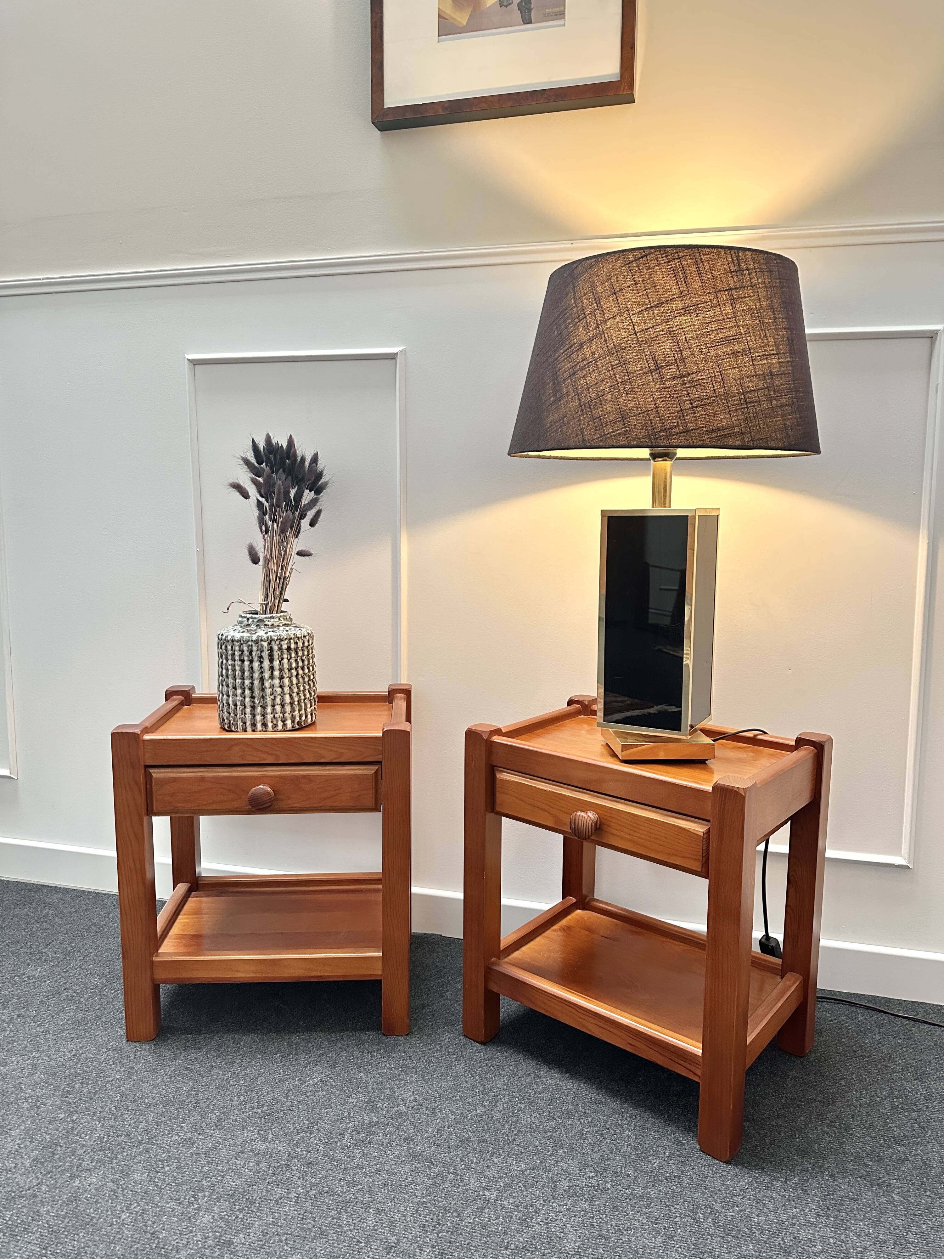 Pair of brutalist bedside tables