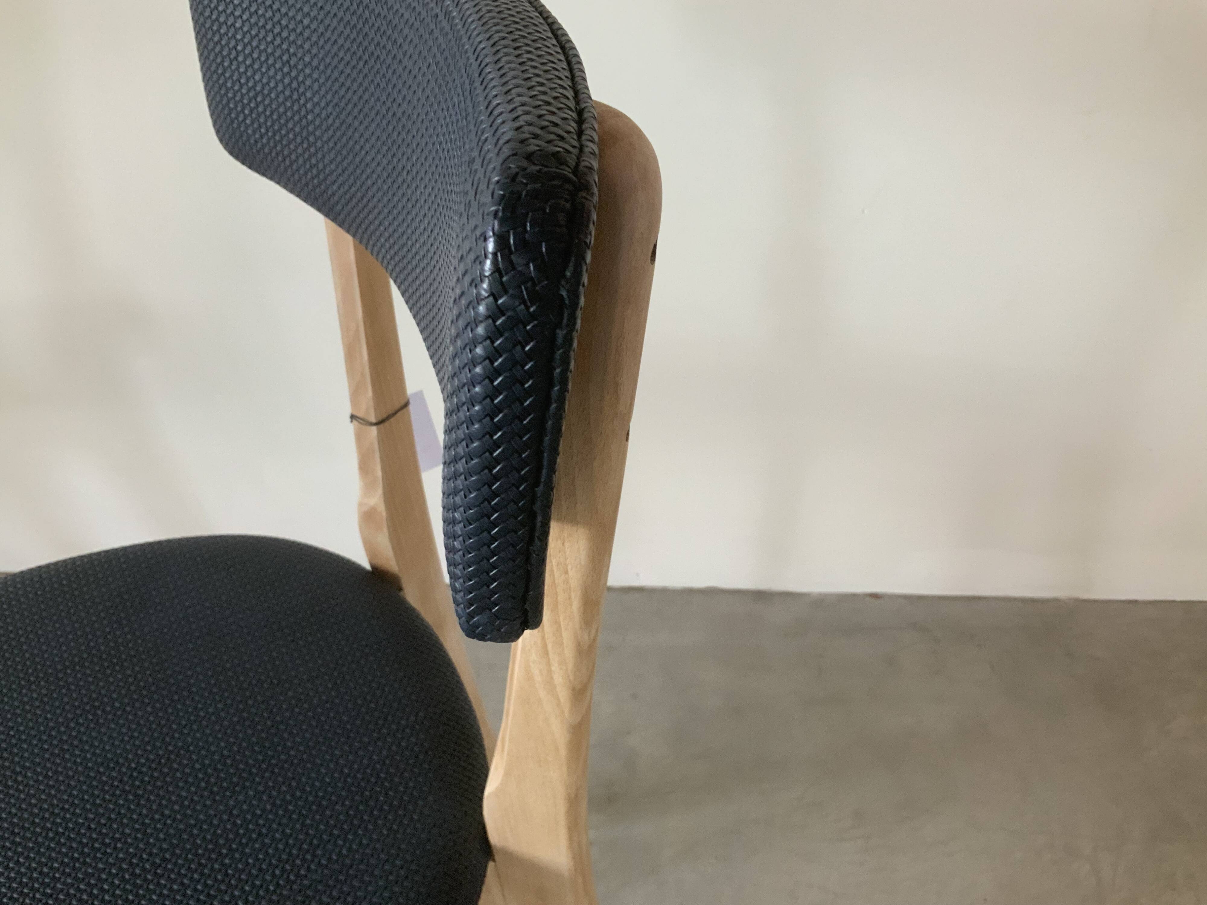 Restored vintage chair in midnight blue vinyl from the 50s