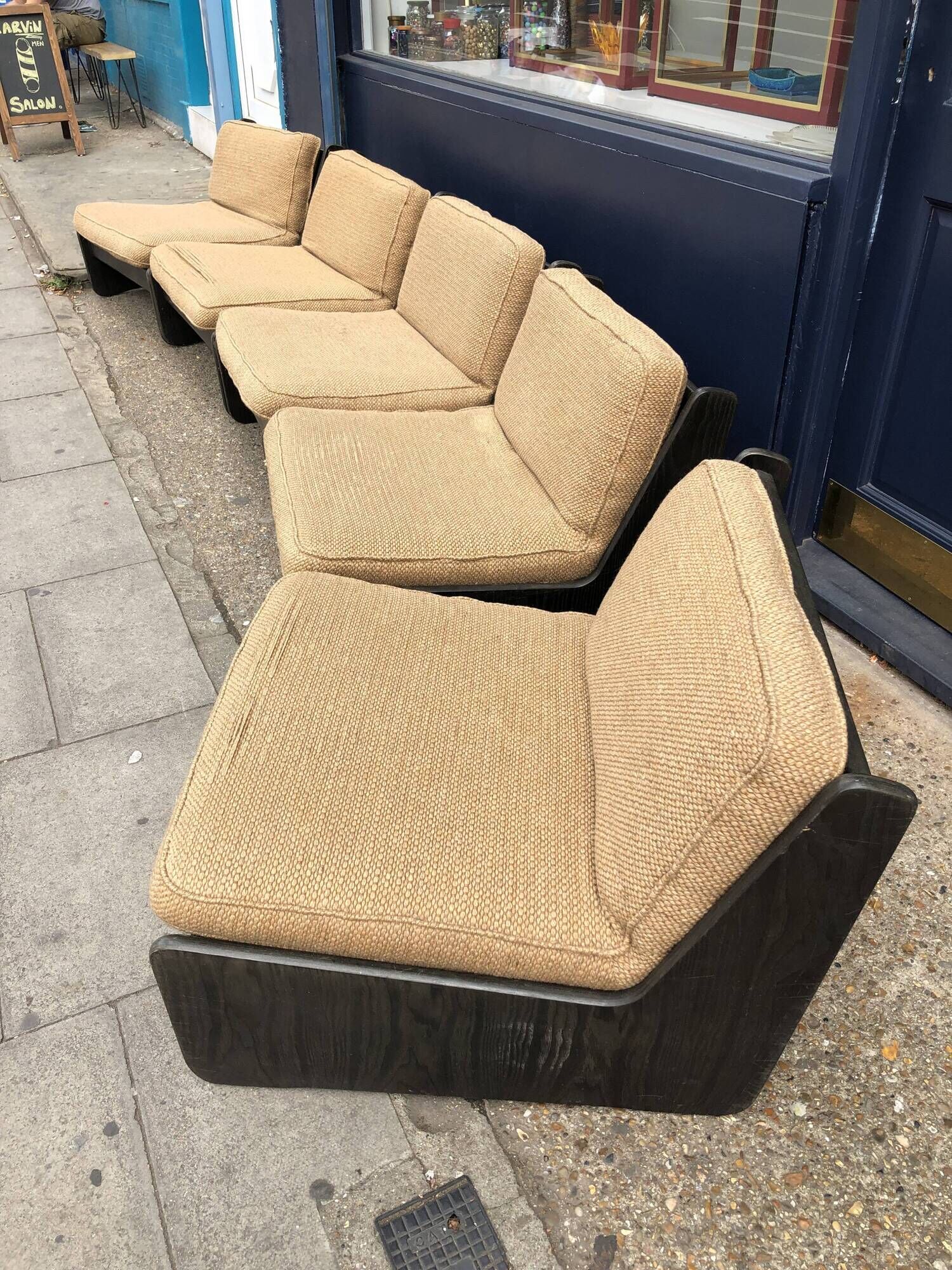 2 carl straub modular lounge armchairs vintage 1970s boucle sofa midcentury 1960s