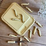 Set of 12 vintage art deco yellow and gold ceramic knife rests