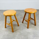 Pair of vintage pine stools