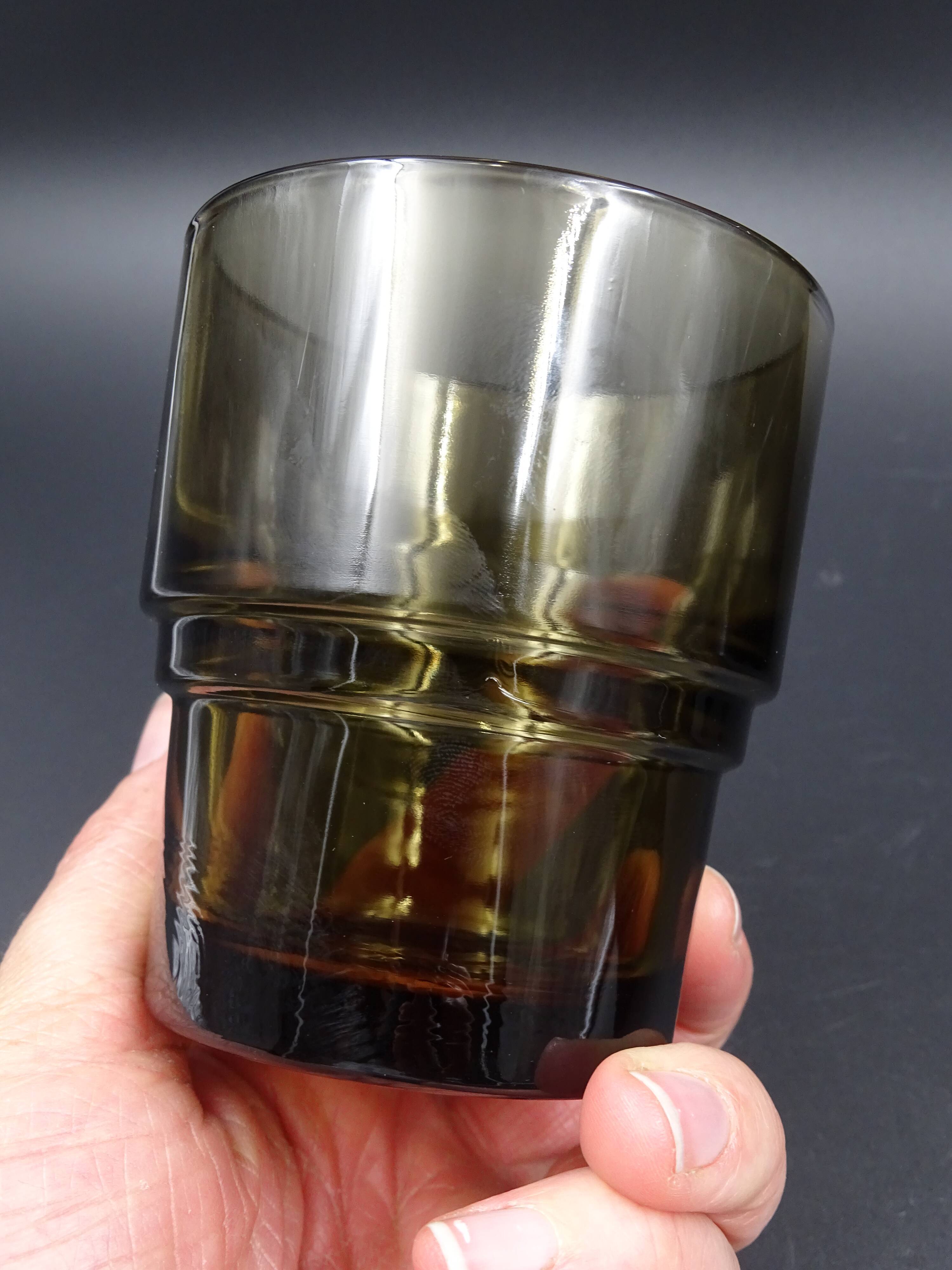 Set of 6 smoked glasses of the brand vereco - around 1970