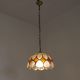 French Vintage Capiz Shell Hanging Pendant Light in Brown & White Gold Trim