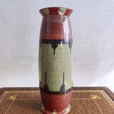Vintage 70s green and black brown ceramic vase