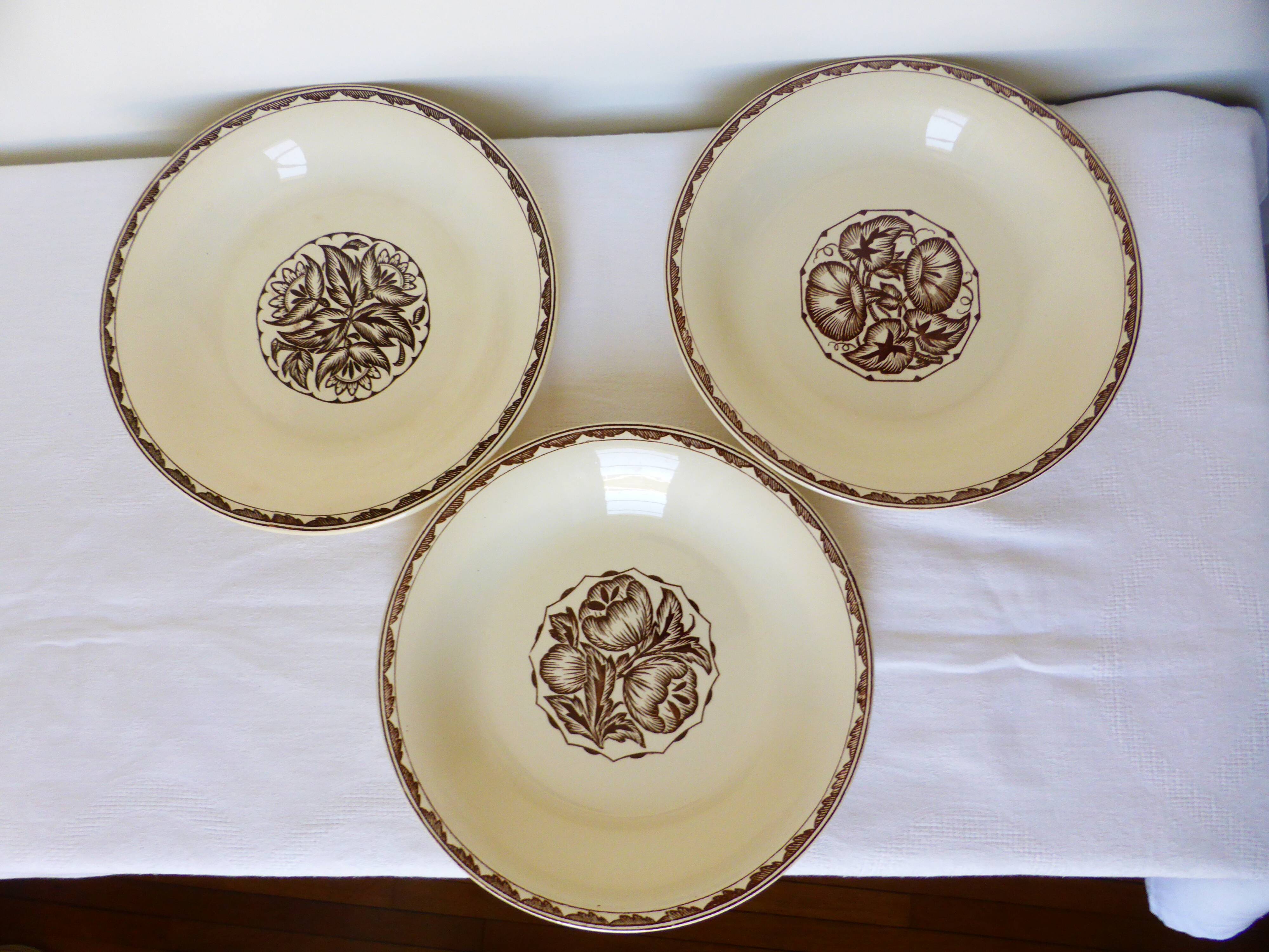3 assiettes creuses de Sarreguemines modèle Argonne 210752