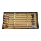 6 teaspoons Mazagran gilded to fine gold 24 carat finish enamels in Murano glass